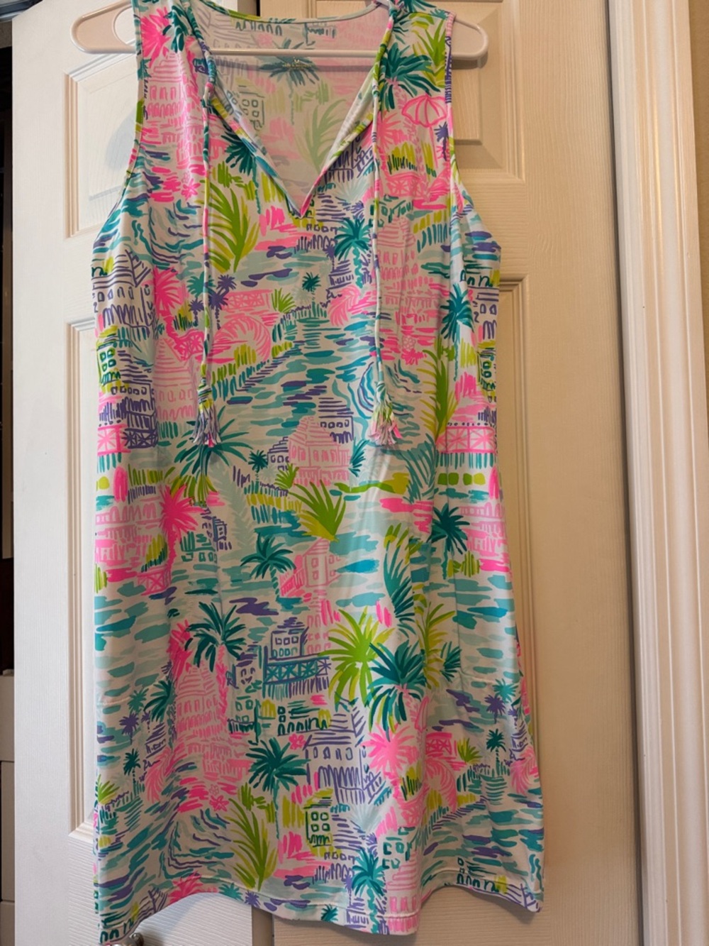 Lilly Pulitzer Sleeveless Tropical Print Dress in Pink, Turquoise, Lime, Purple
